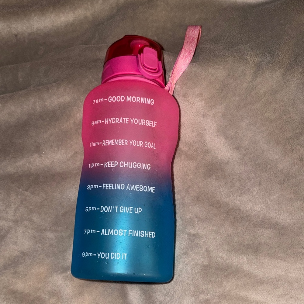 Pink and Blue Motivational Water Bottle